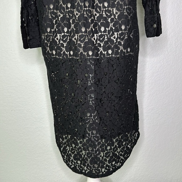 DKNYC Navy Lace Button Front Dress Tunic Oversized XS - Picture 7 of 11